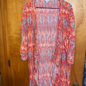 Lularoe Shirley EUC large orange Aztec print
